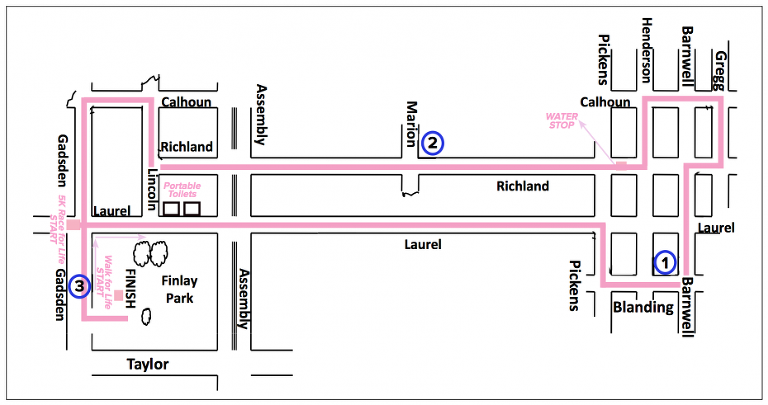 Columbia SC 5K Walk for Life Route